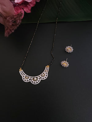 Bhavani Gold plated black bead necklace set