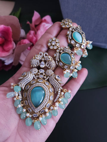 Victorian polki choker necklace set