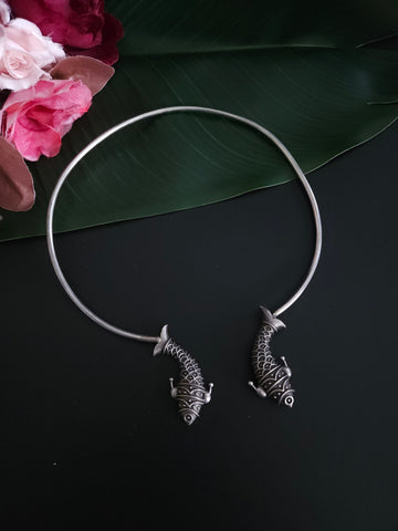 Fish hasli dual tone pendant necklace set