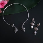 Fish hasli dual tone pendant necklace set