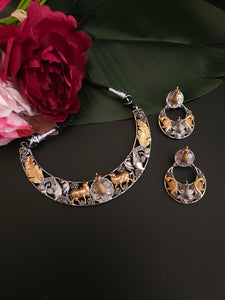 Gomathi dualtone hasli necklace set