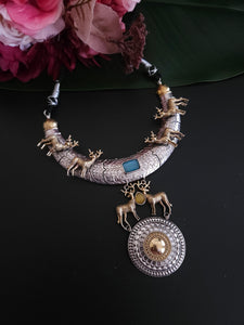 Deer dualtone hasli necklace set