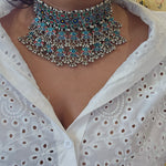 Statement black metal Oxidized necklace