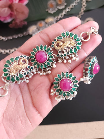 Kranthi dualtone choker set with earrings