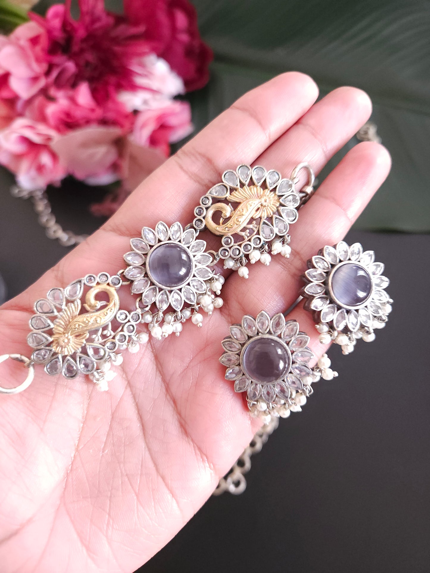 Kranthi dualtone choker set with earrings