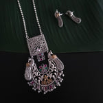 Annush silver alike dualtone pendant necklace set