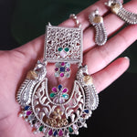 Annush silver alike dualtone pendant necklace set