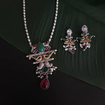 Annush silver alike dualtone pendant necklace set