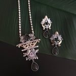 Annush silver alike dualtone pendant necklace set