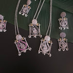 Annush silver alike dualtone pendant necklace set