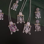 Annush silver alike dualtone pendant necklace set
