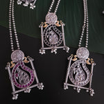 Annush silver alike dualtone pendant necklace set