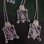 Annush silver alike dualtone pendant necklace set