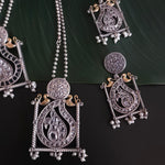 Annush silver alike dualtone pendant necklace set