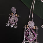 Annush silver alike dualtone pendant necklace set