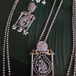 Annush silver alike dualtone pendant necklace set