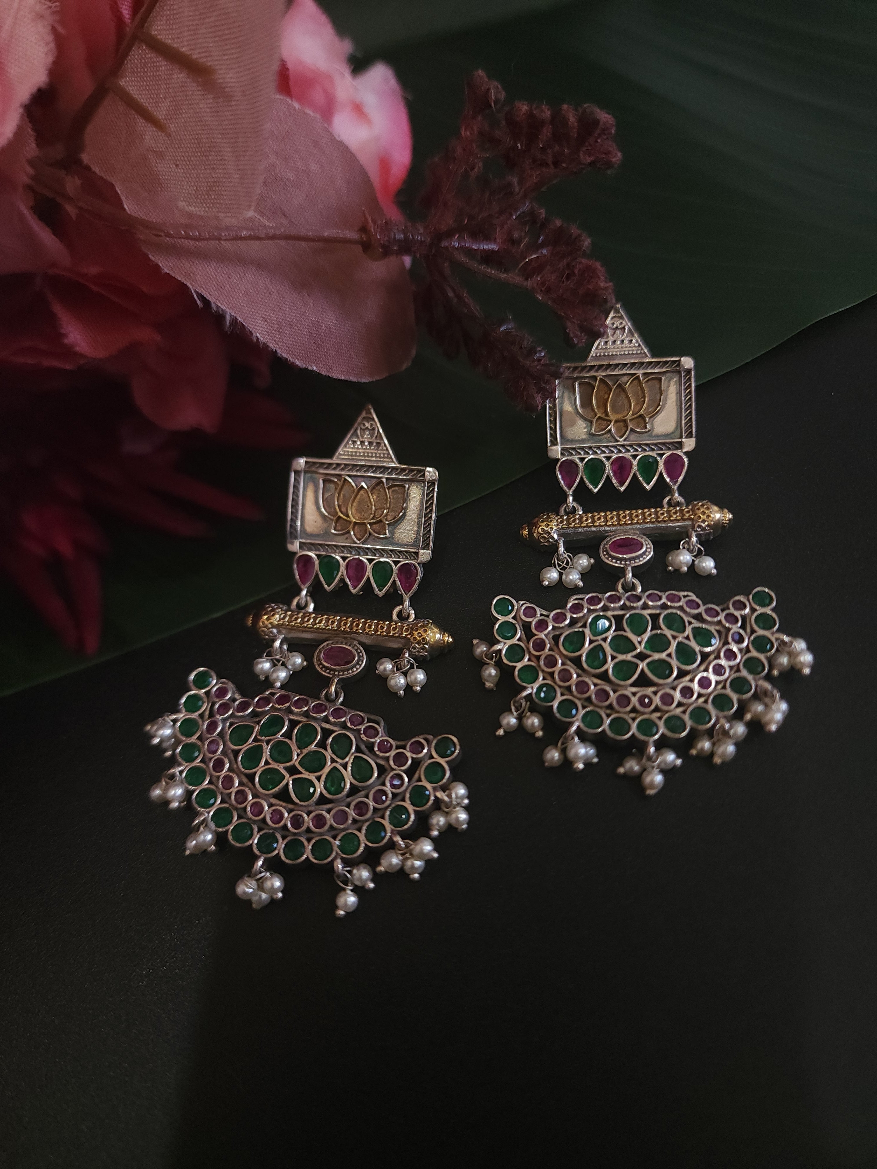 Gomathi fusion silver alike earrings