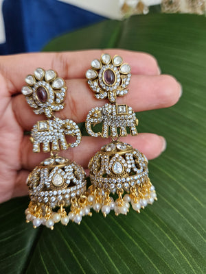 Victorian mossanite polki earrings