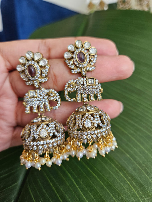 Victorian mossanite polki earrings