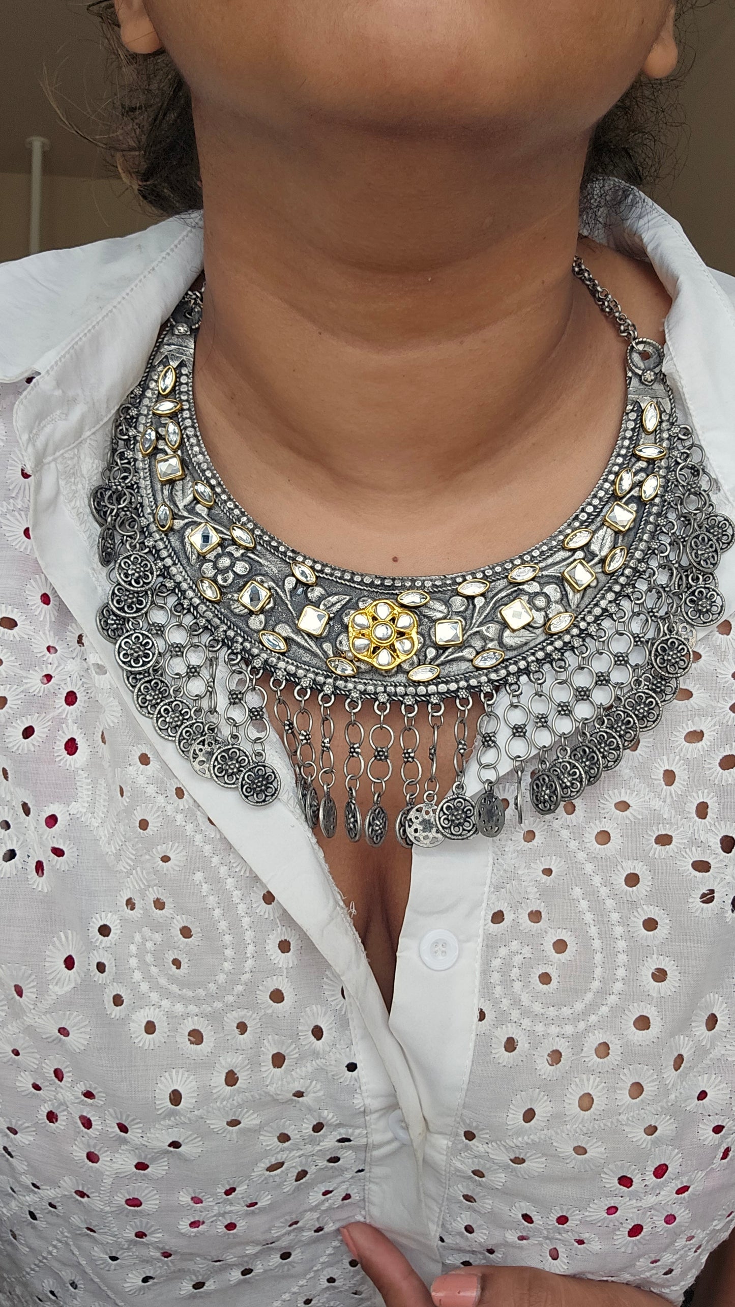 Statement black metal hasli Oxidized necklace