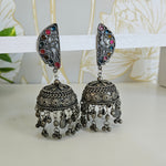 Black metal jhumkas earrings