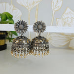 Black metal jhumkas earrings