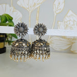 Black metal jhumkas earrings