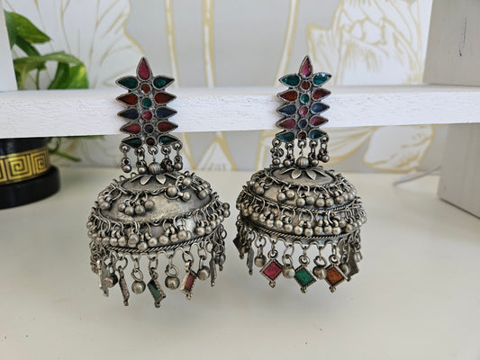 Black metal jhumkas earrings