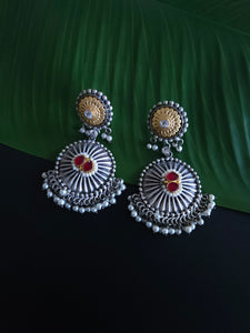 925 silver polish fusion jhumka earrings