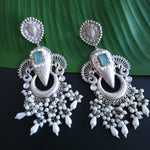 925 silver polish fusion jhumka earrings