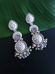 925 silver polish fusion jhumka earrings