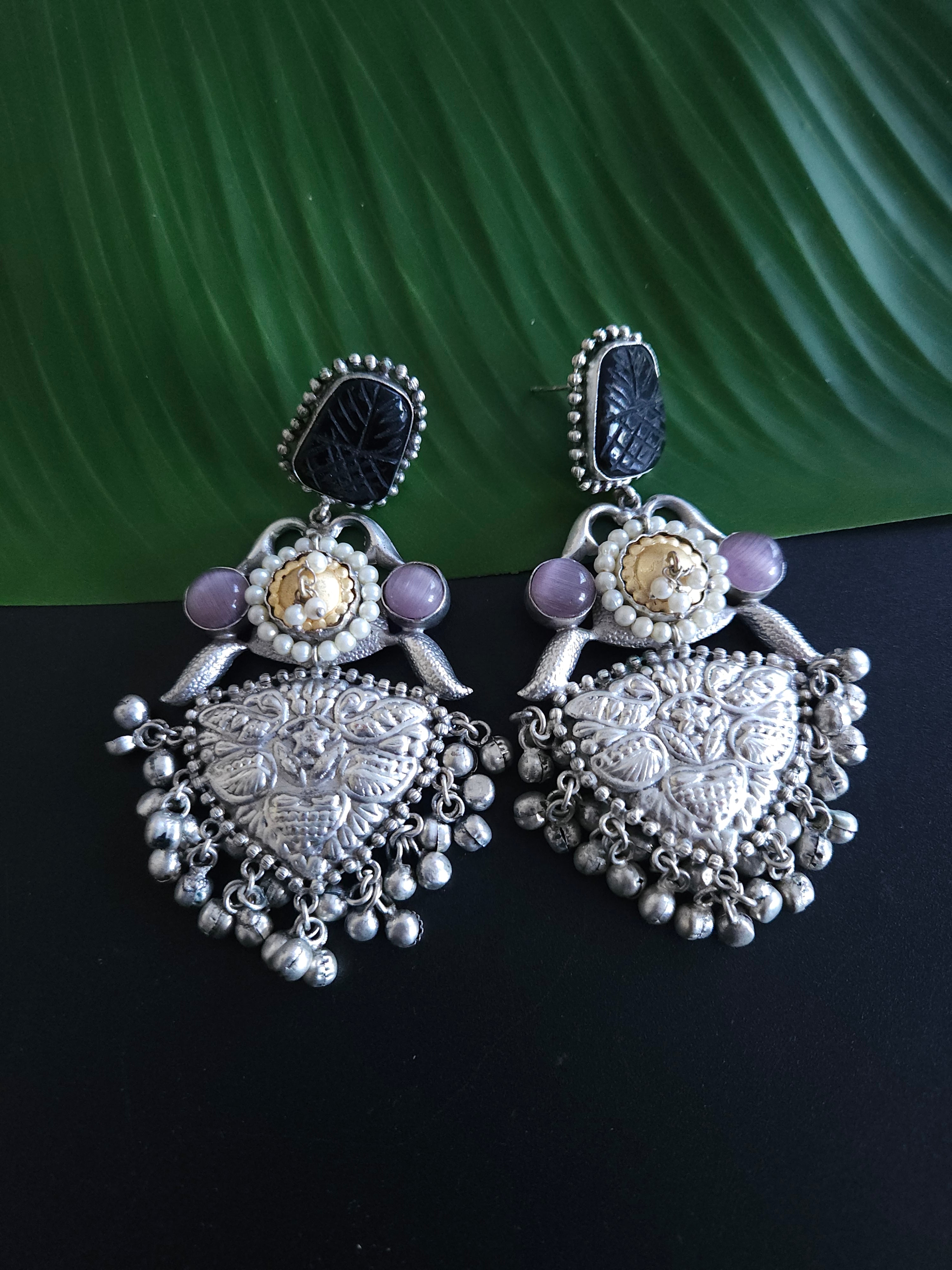Durga 925 silver polish fusion earrings