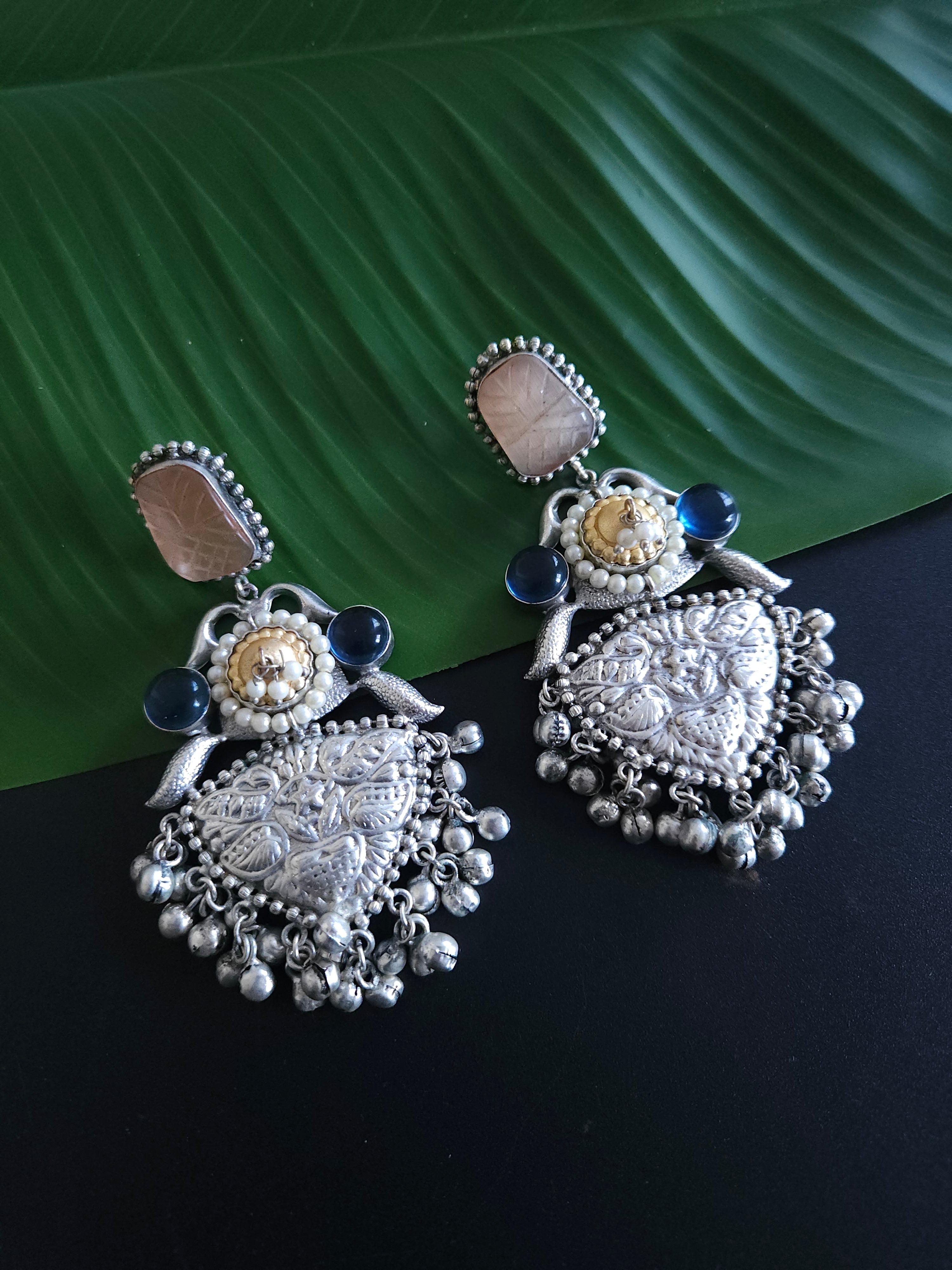 Durga 925 silver polish fusion earrings