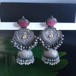 Keila silver polish fusion jhumka earrings