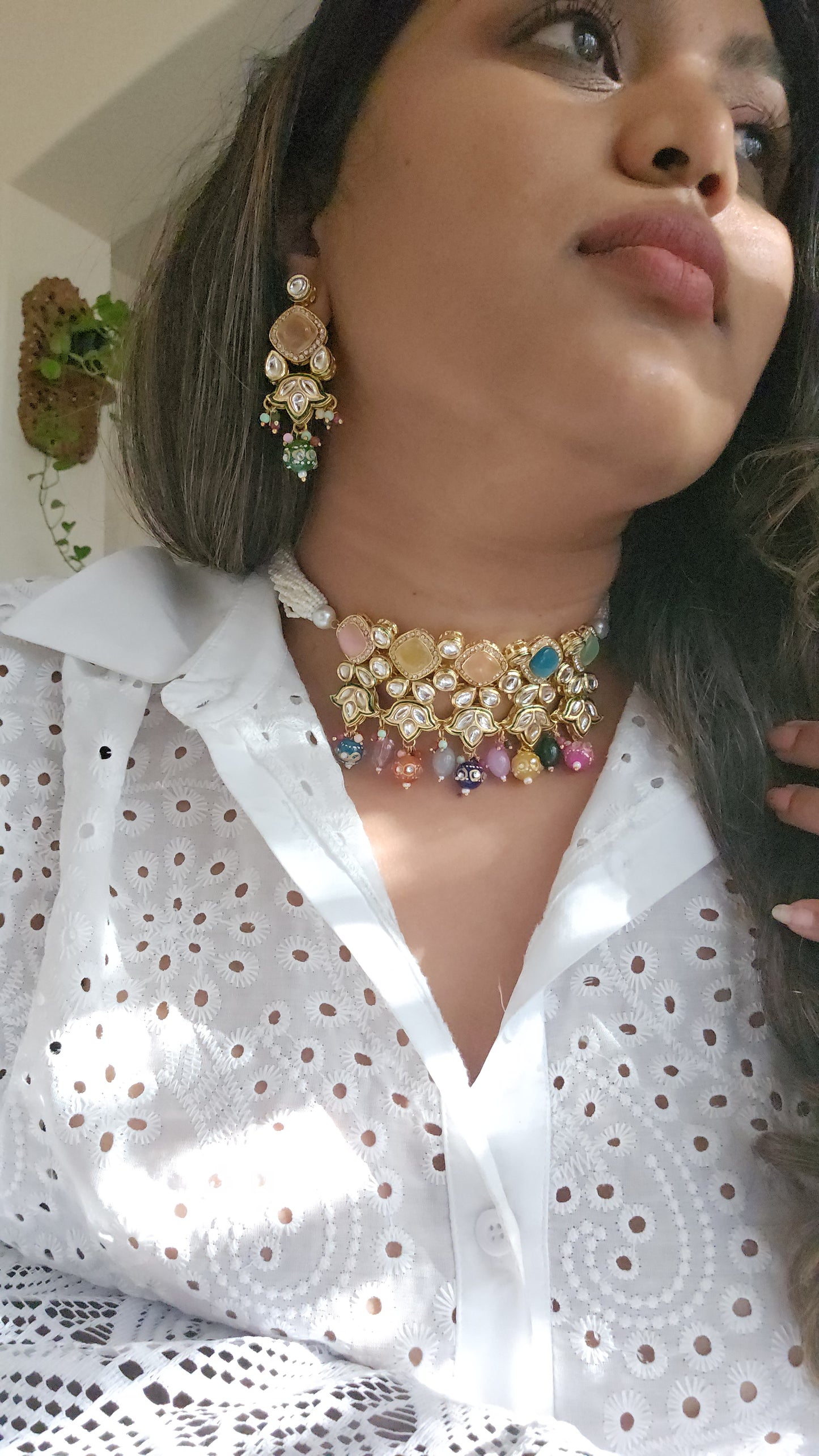 Aanshi kundan choker necklace set