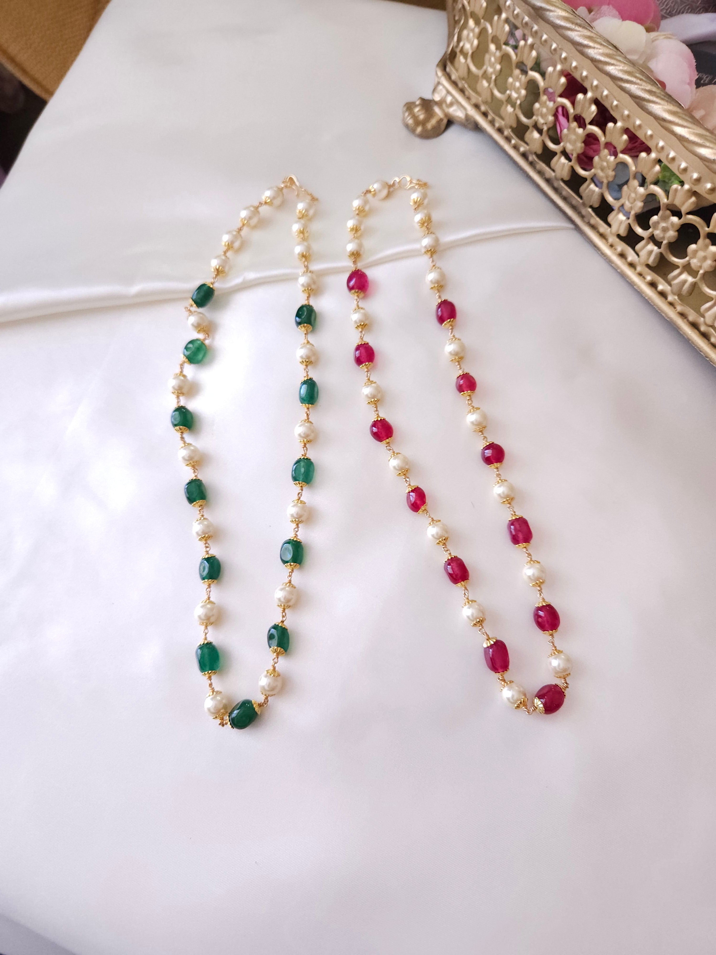 Handmade beaded layered bead necklace