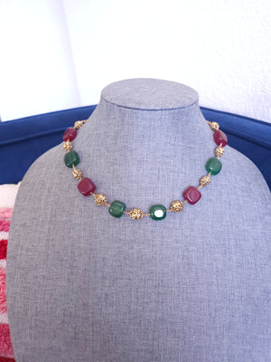 Handmade beaded layered bead necklace