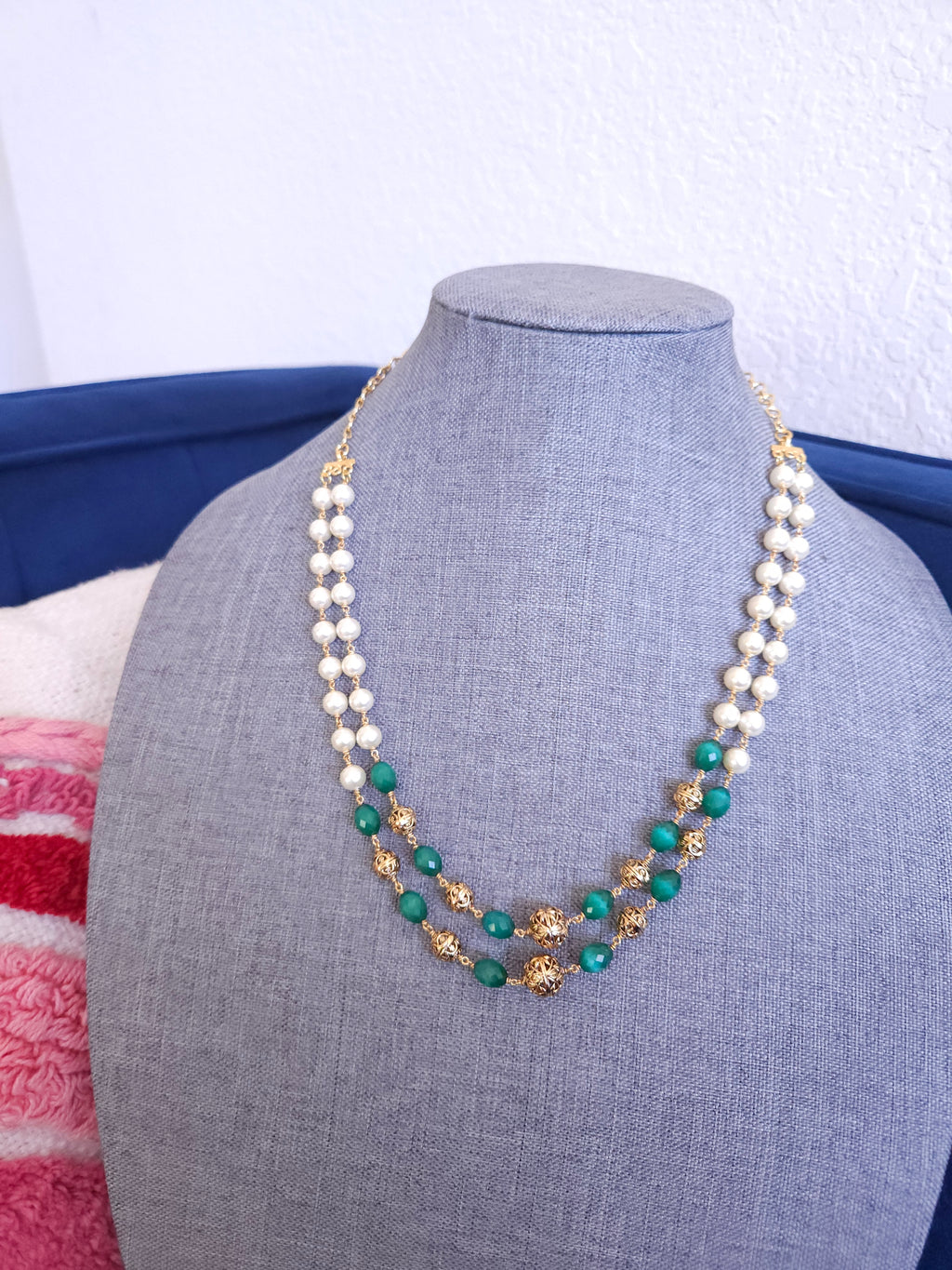 Handmade beaded layered bead necklace