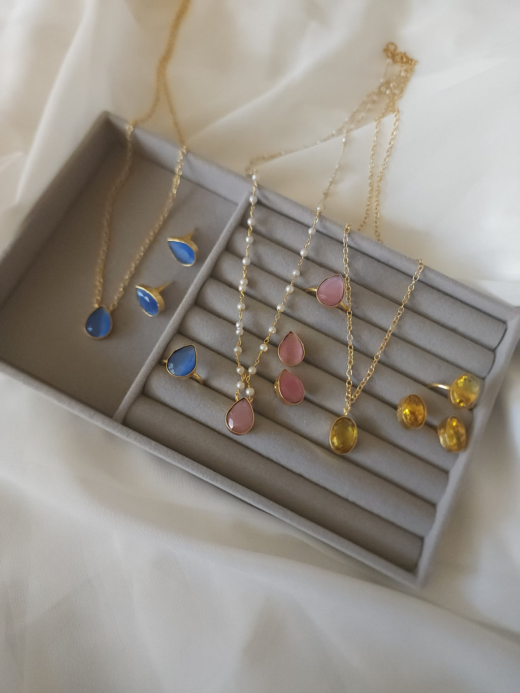 Alisha contemporary necklace earrings ring set