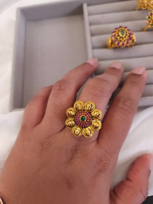 Nakshi goldplated adjustable ring