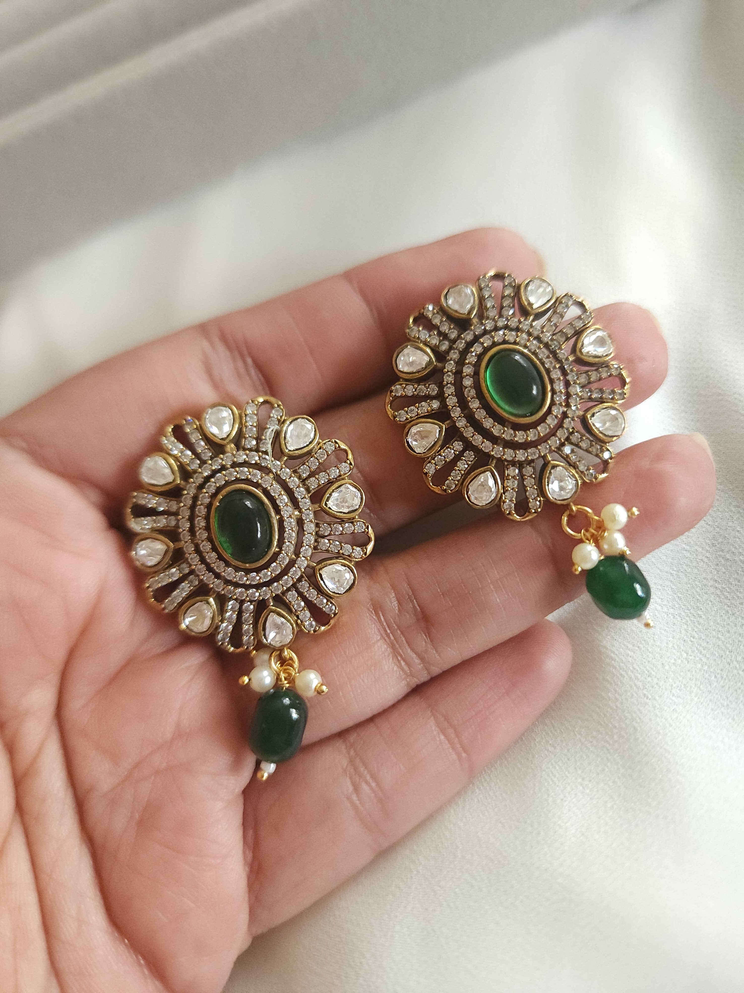 Victorian polki stud earrings