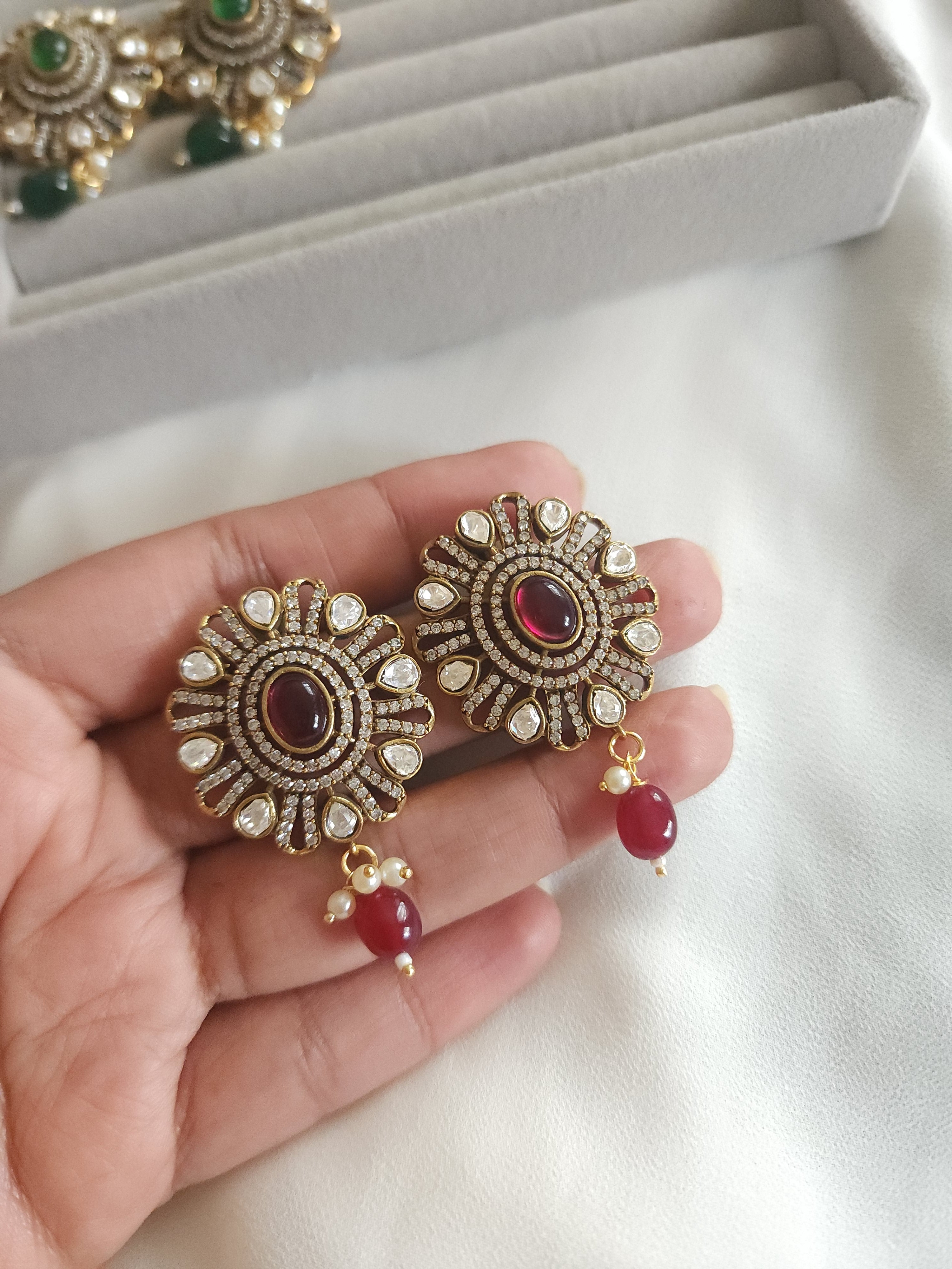 Victorian polki stud earrings