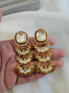 Contemporary polki stud earrings