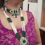 Aadhira polki dualtone long Necklace set