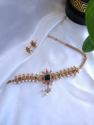 Anandhi goldplated choker necklace set