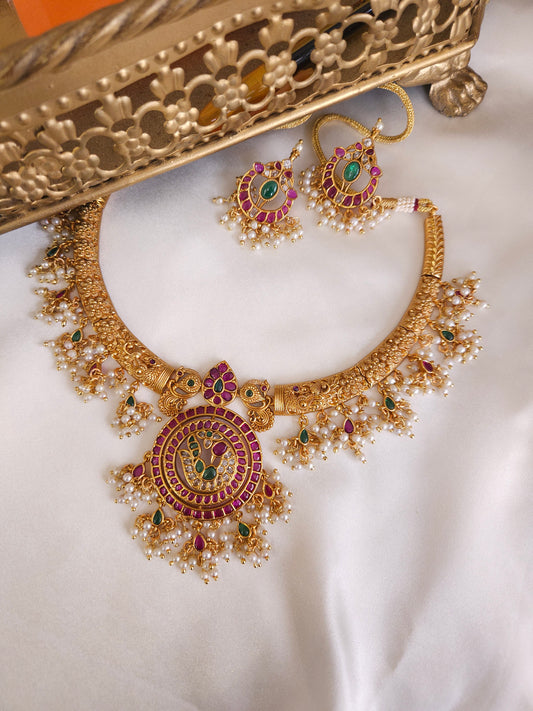 Mangli hasli gold plated necklace set