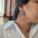 Medium kemp silver alike stud earrings
