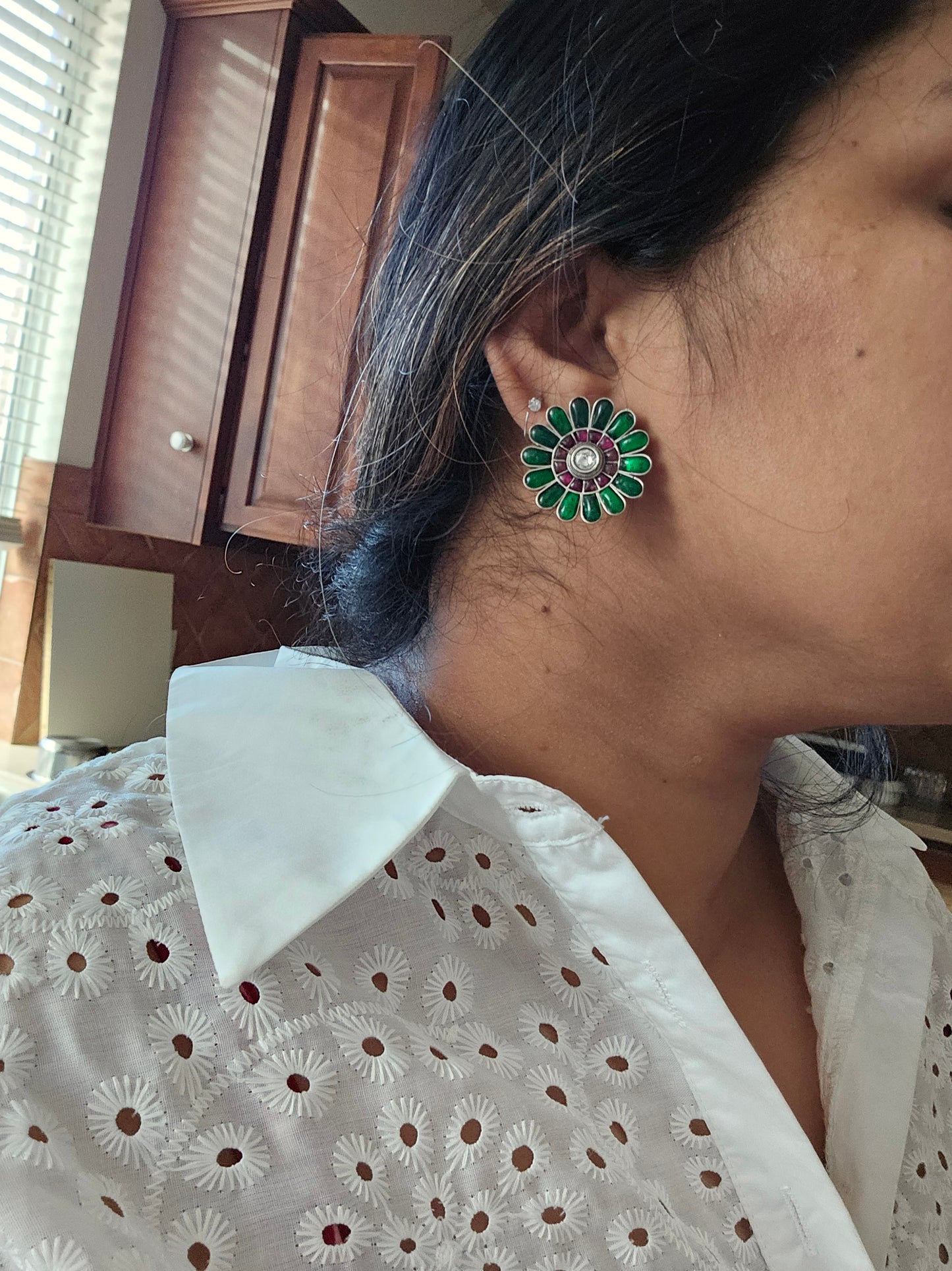 Medium kemp silver alike stud earrings