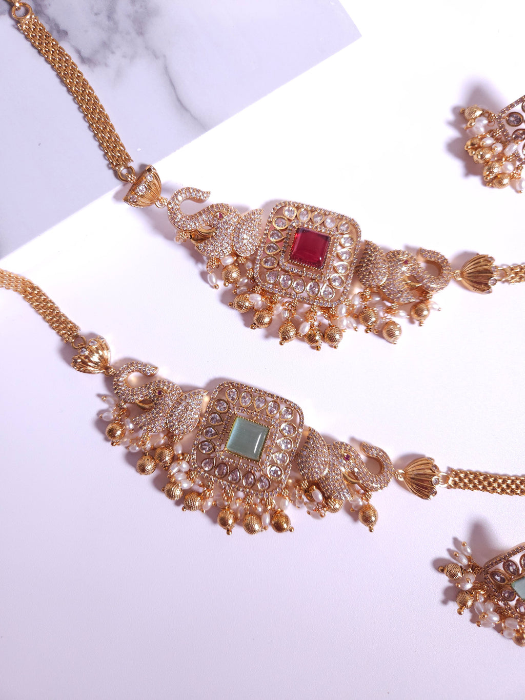 Bhani goldplated Victorian choker necklace set