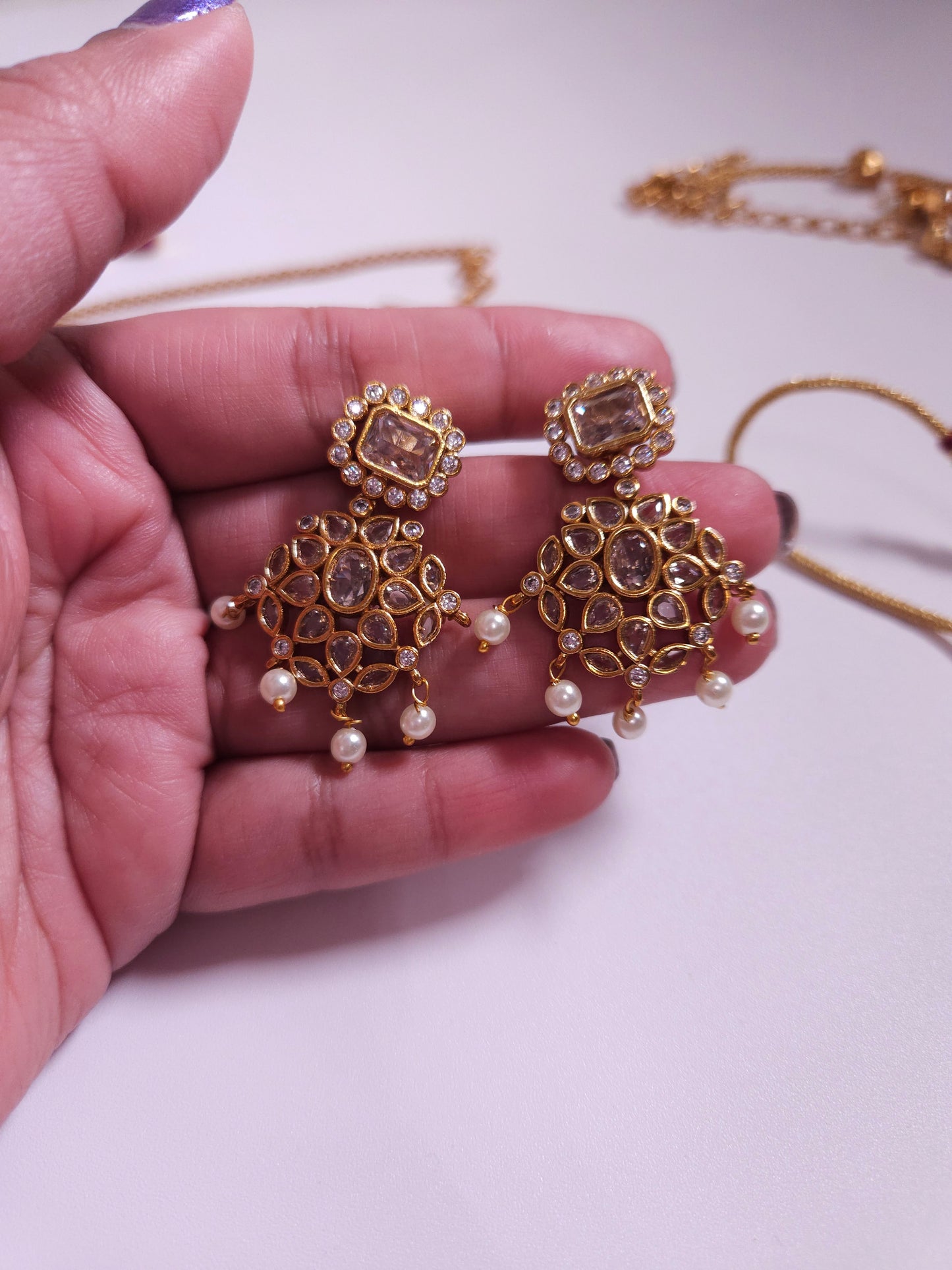 Bhani goldplated changeable  stone choker necklace set